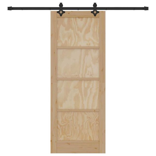 vidaXL Puerta Corredera Natural y negro 78 x 202 cm