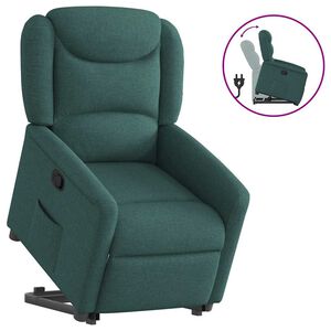 vidaXL Sill&oacute;n reclinable elevable tela verde oscuro