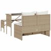 vidaXL Set comedor de jard&iacute;n 3 pzas con cojines rat&aacute;n sint&eacute;tico beige
