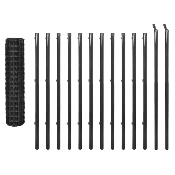 vidaXL Euro Valla de acero gris 25x1,2 m