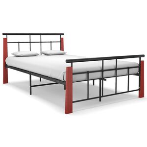 vidaXL Estructura de cama sin colchón metal madera de roble 120x200 cm