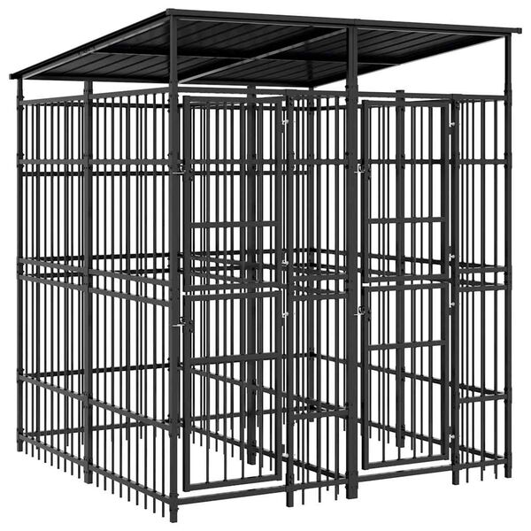 vidaXL Perrera de exterior con techo de acero 3,69 m&sup2;