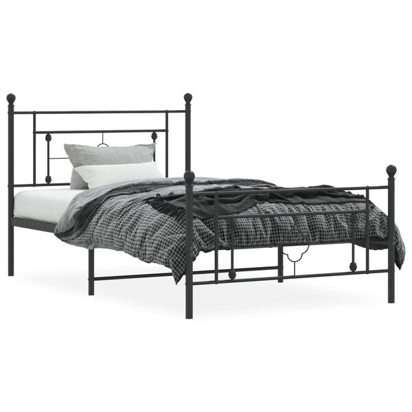 vidaXL Estructura cama sin colch&oacute;n con estribo metal negro 107x203 cm