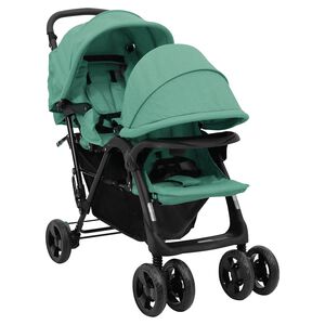 vidaXL Carrito para gemelos tandem de acero verde