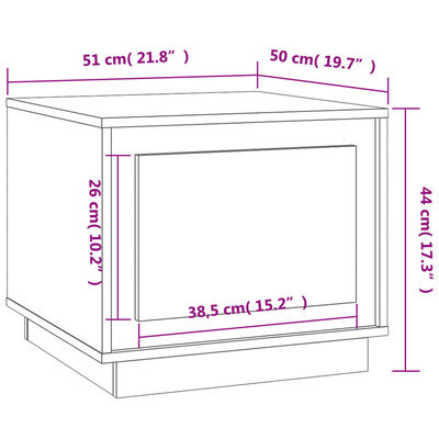 vidaXL Mesa de centro madera contrachapada blanco brillo 51x50x44 cm