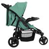 vidaXL Silla de paseo de beb&eacute; de 3 ruedas acero verde y negro