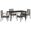 vidaXL Conjunto de Comedor de Jard&iacute;n con coj&iacute;n 5 pcs Negro Rat&aacute;n