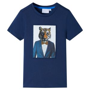 vidaXL Camiseta infantil de manga corta azul oscuro 128