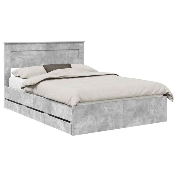 vidaXL Estructura de cama Gris Concreto 140 x 200 cm Madera Ingenieril