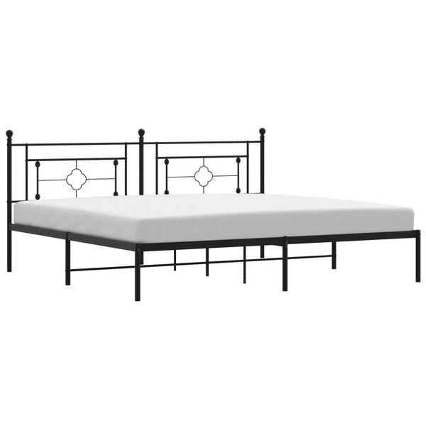 vidaXL Estructura cama sin colch&oacute;n con cabecero metal negro 200x200 cm