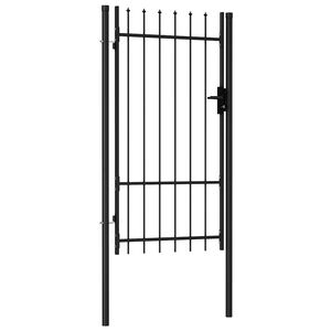 vidaXL Puerta de valla BOXTEL de una puerta con punta de pincho de acero, 1x1,75 m, negro