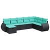 vidaXL Set de sof&aacute;s de jard&iacute;n y cojines 8 piezas rat&aacute;n sint&eacute;tico negro