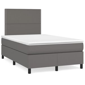 vidaXL Cama box spring con colch&oacute;n cuero sint&eacute;tico gris 120x200 cm