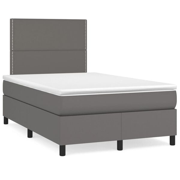 vidaXL Cama box spring con colch&oacute;n cuero sint&eacute;tico gris 120x200 cm