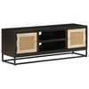 vidaXL Mueble de TV madera maciza de mango y hierro negro 110x30x40 cm