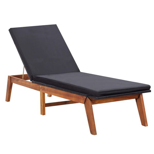vidaXL Tumbona con mesa rat&aacute;n sint&eacute;tico y madera maciza de acacia
