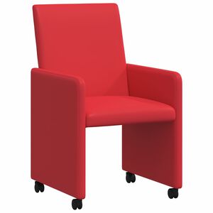 vidaXL Sillas de Comedor con Ruedas 2 uds. Cuero sint&eacute;tico Rojo