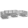 vidaXL Juego de muebles de jard&iacute;n 8 piezas gris madera maciza de pino
