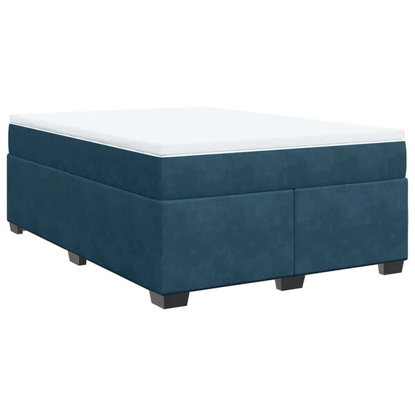 vidaXL Cama box spring con colch&oacute;n terciopelo azul oscuro 140x200 cm