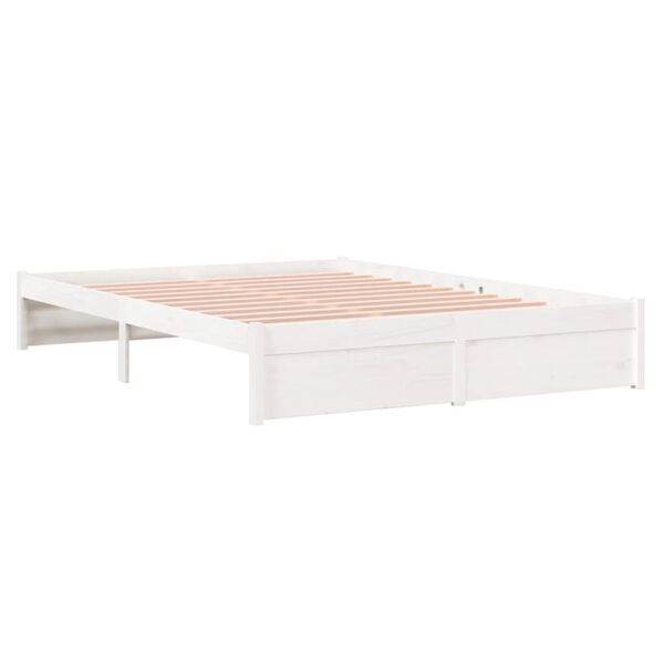 vidaXL Estructura de cama sin colch&oacute;n madera maciza blanco 160x200 cm