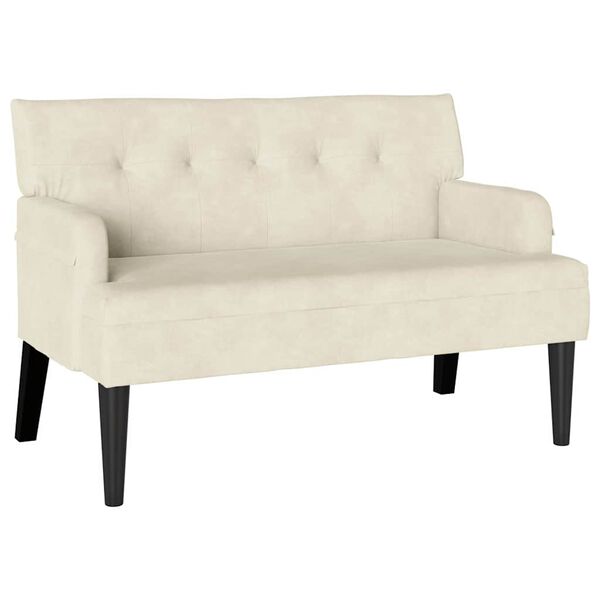 vidaXL Banco Chesterfield Crema 112 x 65,5 x 75 cm Terciopelo