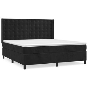 vidaXL Cama box spring con colch&oacute;n terciopelo negro 180x200 cm