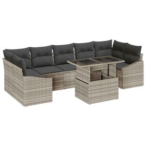 vidaXL Conjunto de sof&aacute; de jard&iacute;n 8 uds. Gris Claro rat&aacute;n sint&eacute;tico