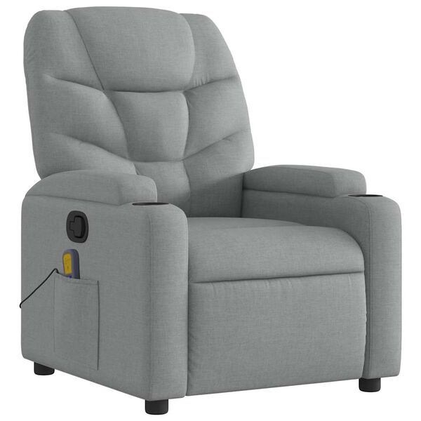 vidaXL Sill&oacute;n reclinable de masaje de tela gris claro