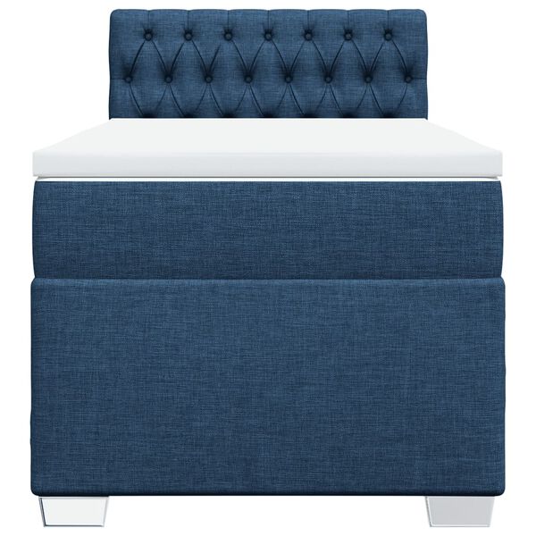 vidaXL Cama box spring con colch&oacute;n tela azul 100x200 cm
