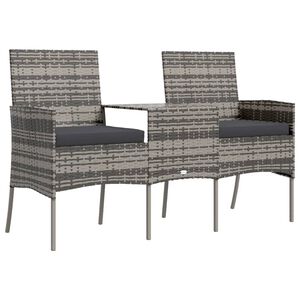 vidaXL Sofá de jardín de 2 plazas con mesita ratán sintético antracita