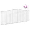 vidaXL Cestas de gaviones 9 uds forma de arco hierro 400x30x140/160 cm