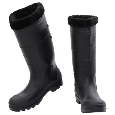 vidaXL Botas de agua con calcetines extraíbles negro número 43 PVC