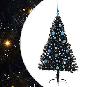 vidaXL &Aacute;rbol de Navidad Artificial Preiluminado Negro 150 cm PVC