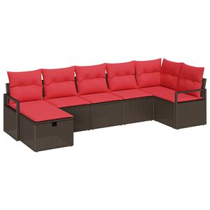 vidaXL Juego de Sof&aacute; 7 uds. 7-N&uacute;mero de plazas Marr&oacute;n y Rojo