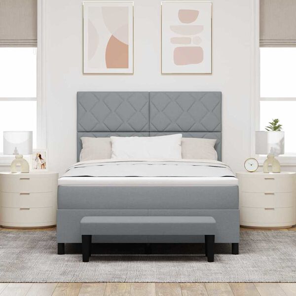 vidaXL Cama tipo Box Spring con colch&oacute;n Gris Claro 160 x 200 cm tela