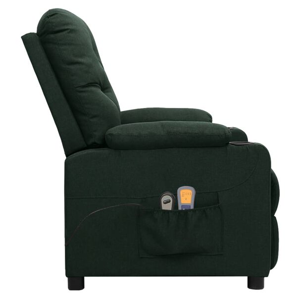 vidaXL Sill&oacute;n de masaje el&eacute;ctrico tela verde oscuro
