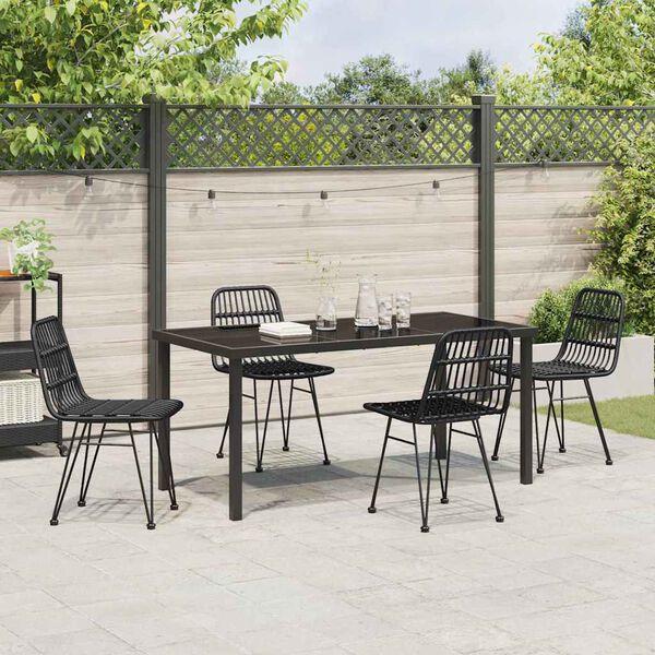 vidaXL Conjunto de Comedor de Jard&iacute;n 5 pcs Negro