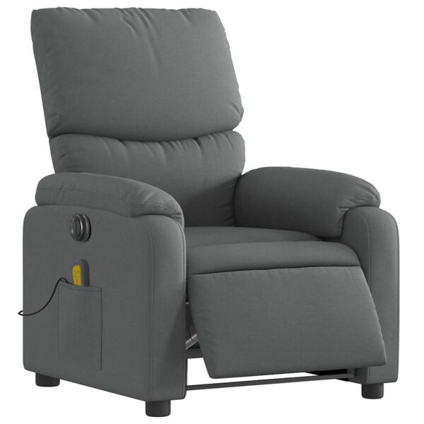 vidaXL Sillón reclinable de masaje eléctrico tela gris oscuro
