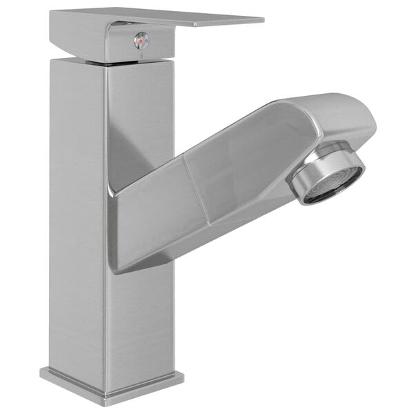 vidaXL Grifo de lavabo de ba&ntilde;o funci&oacute;n extra&iacute;ble plateado 157x172 mm