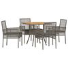 vidaXL Conjunto de Comedor de Jard&iacute;n 5 uds. Gris rat&aacute;n sint&eacute;tico