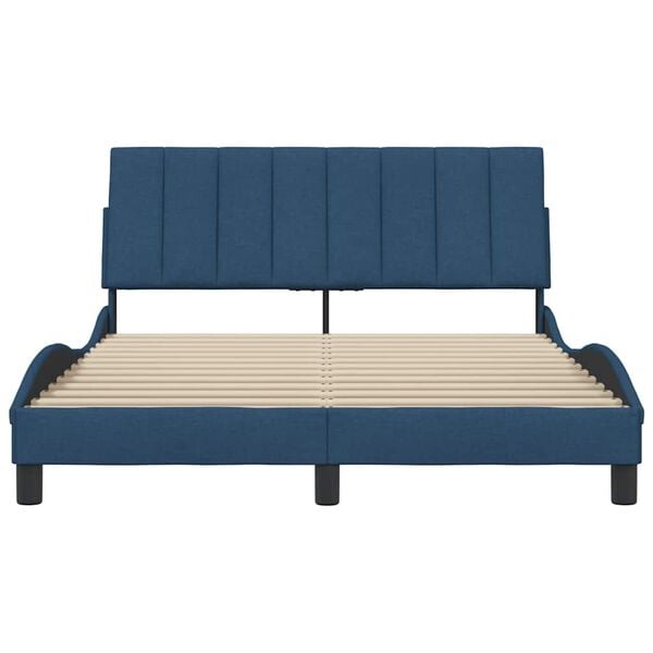 vidaXL Estructura de cama sin colch&oacute;n Hanko tela azul 140x200 cm