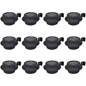 vidaXL L&aacute;mparas solares para valla exterior 12 uds LED negro