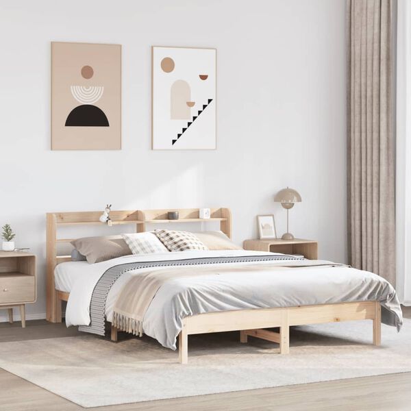 vidaXL Estructura de cama sin colch&oacute;n madera maciza de pino 160x200 cm