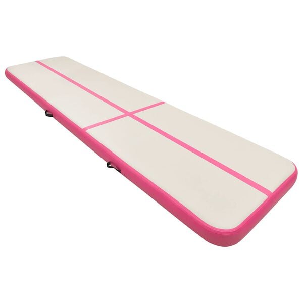 vidaXL Esterilla inflable de gimnasia con bomba PVC rosa 600x100x20 cm