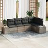 vidaXL Conjunto de sof&aacute; de jard&iacute;n 5 pcs Gris rat&aacute;n sint&eacute;tico