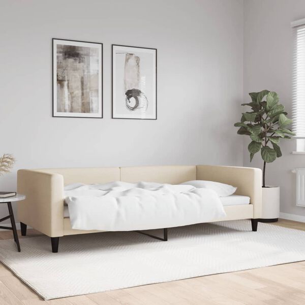 vidaXL Sof&aacute; cama sin colch&oacute;n tela crema 100x200 cm