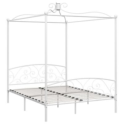 vidaXL Estructura de cama con dosel metal blanco 180x200 cm