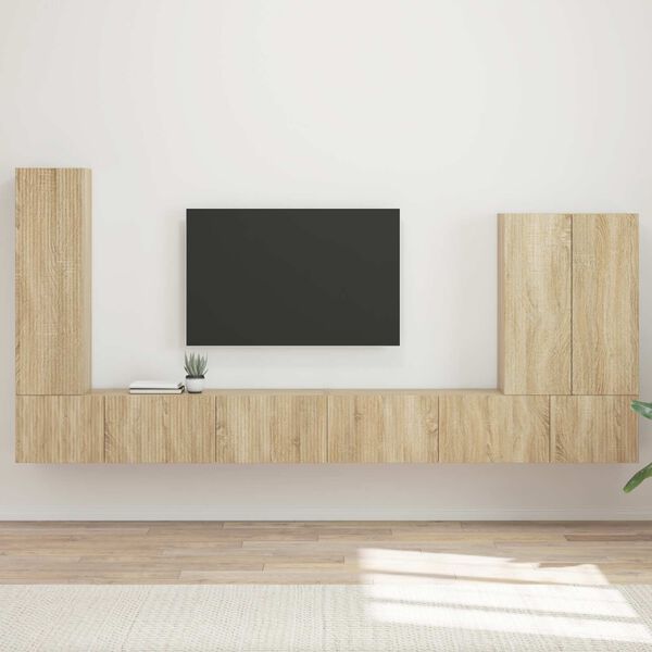 vidaXL Conjunto de mueble para TV de pared 6 pcs Roble Sonoma