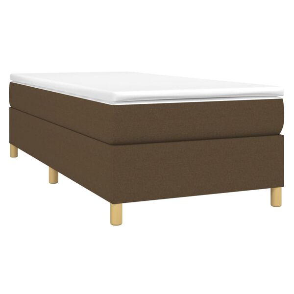 vidaXL Cama box spring con colch&oacute;n tela marr&oacute;n oscuro 100x200 cm
