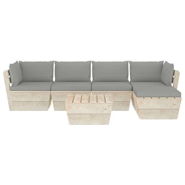 vidaXL Muebles de jardín de palets 6 piezas y cojines madera de abeto